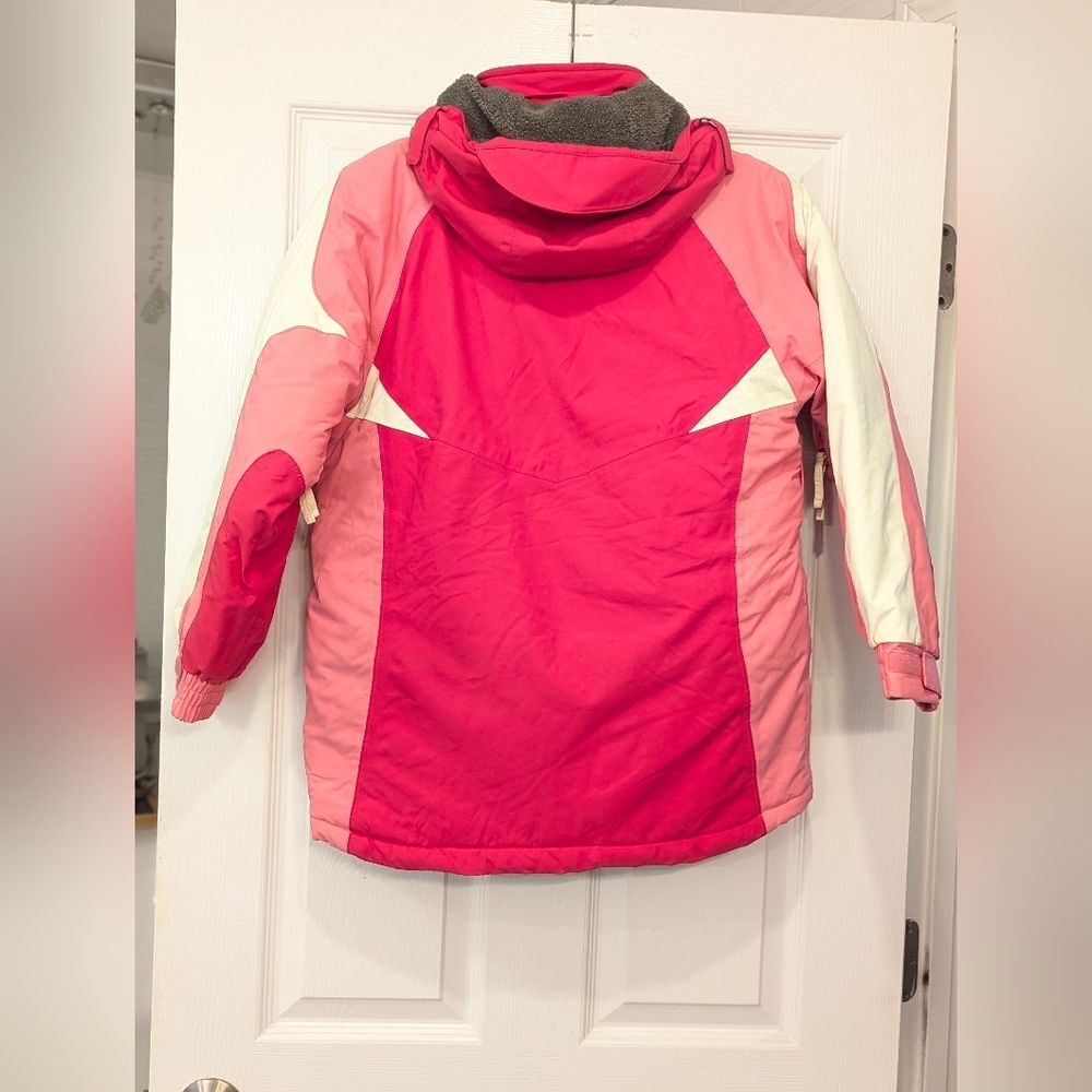 New Red Ledge Girl Fury Insulated Pink Red Winter Ski Hooded Jacket Parker Sz L - Picture 10 of 11